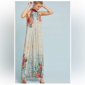 Anthropologie Floral Halter Maxi Dress - Multicolor